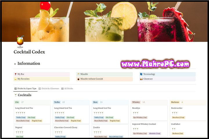 Cocktail Recipes Pro : Version 2.0.0 New Software Free